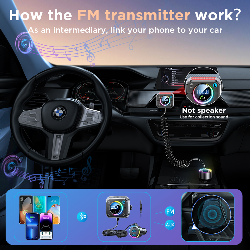 JOYROOM Bluetooth 5.3 FM/AUX Bluetooth Car Adapter Air