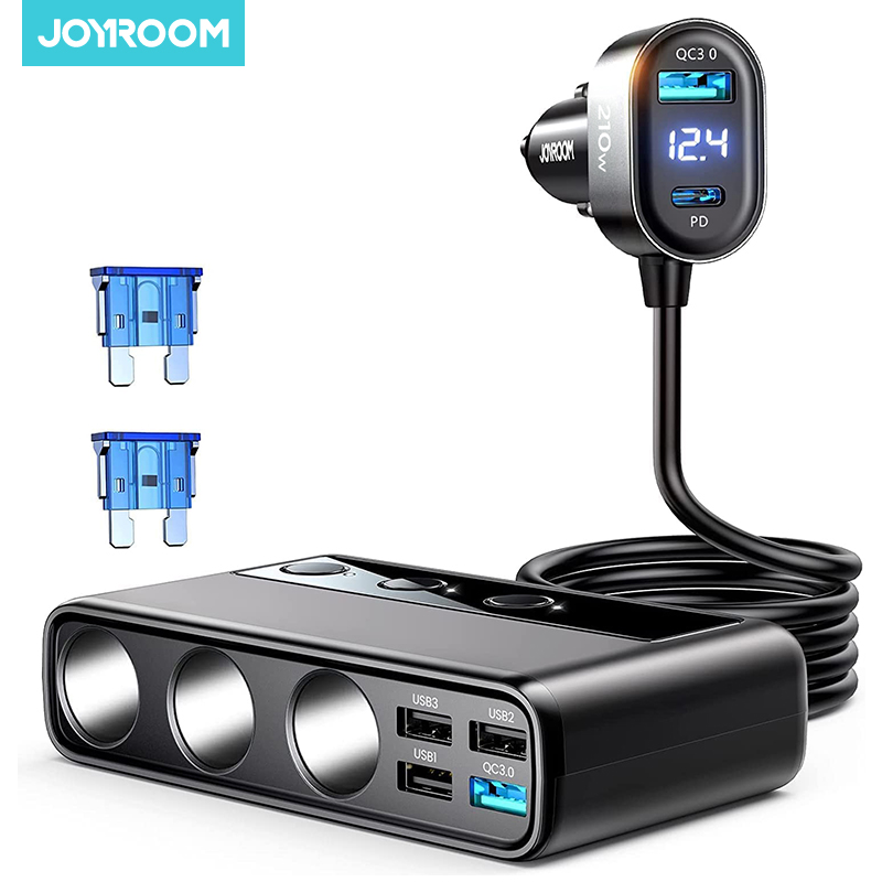 Joyroom 210W 9 in 1 Car Charger Adapter PD 3 Socket