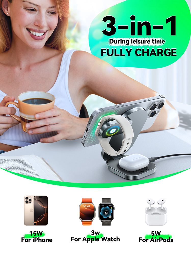 Joyroom Qi2 3 in 1 Wireless Charging Station Foldable