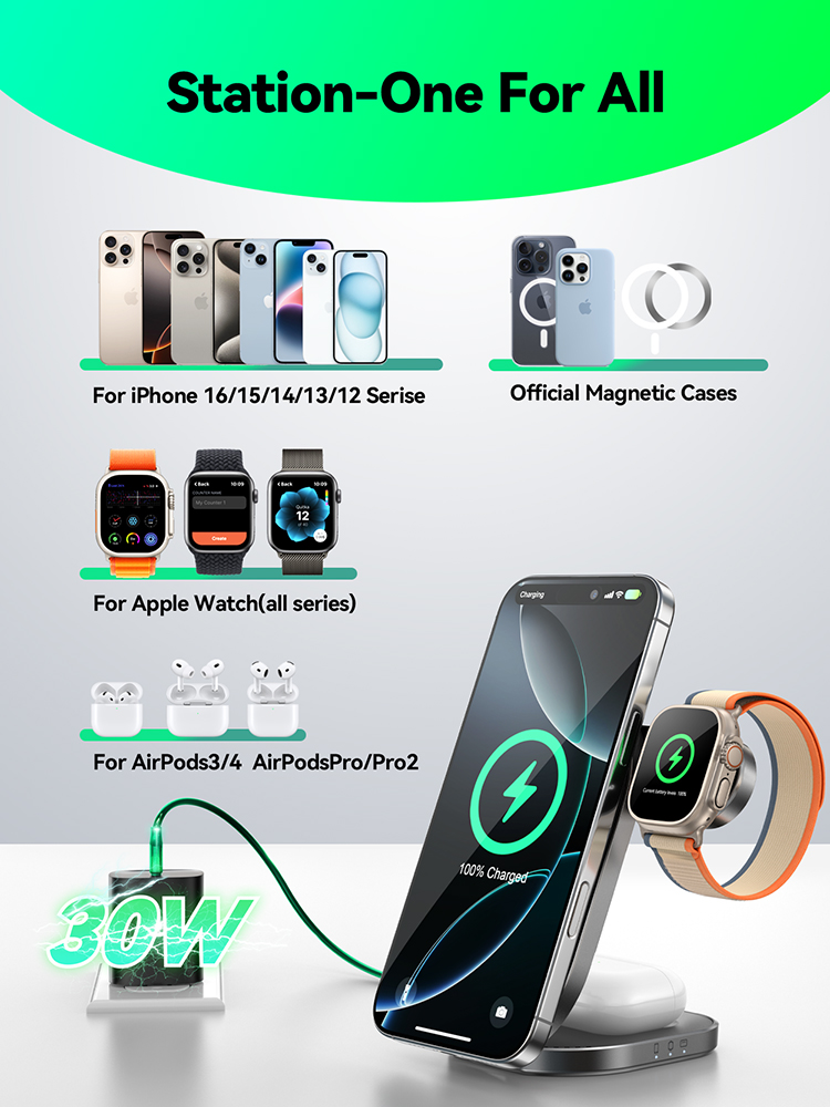 Joyroom Qi2 3 in 1 Wireless Charging Station Foldable