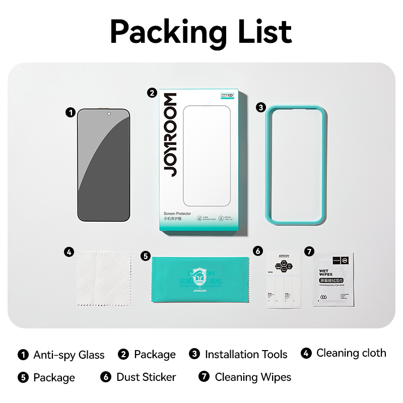Joyroom 1/2Pcs 20°Anti-spy Glass For iPhone 16 15 Pro