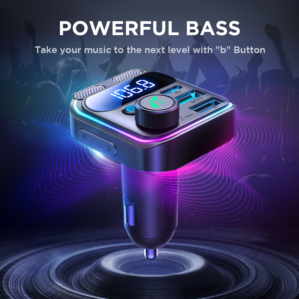 JOYROOM Bluetooth 5.3 FM Transmitter for Car 48W