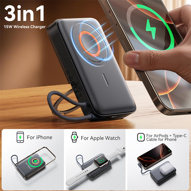 3 in 1 Magnetic Power Bank 22.5W Fast Charging Power