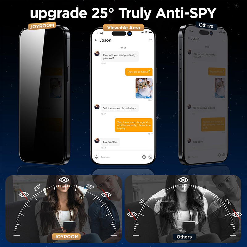 Joyroom 1/2 stk. til iPhone 16 Pro Max anti-spionglas