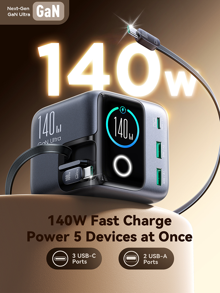 Joyroom 140W GaN Desktop Charger USB C & USB A  Smart