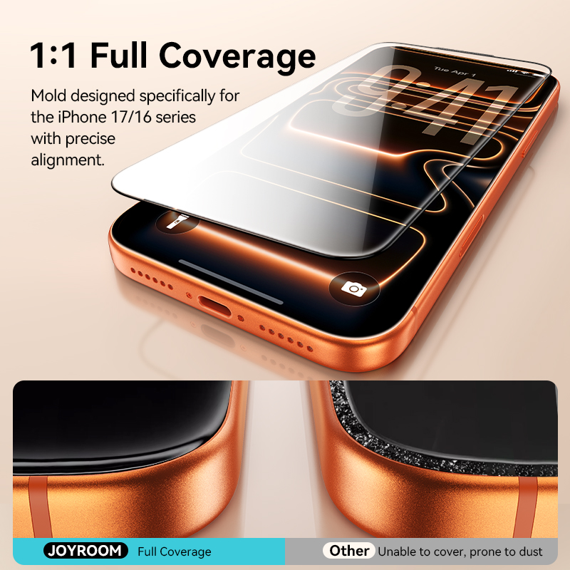 Joyroom 3/2/1PCS Dust-free HD Glass For iPhone 17 16