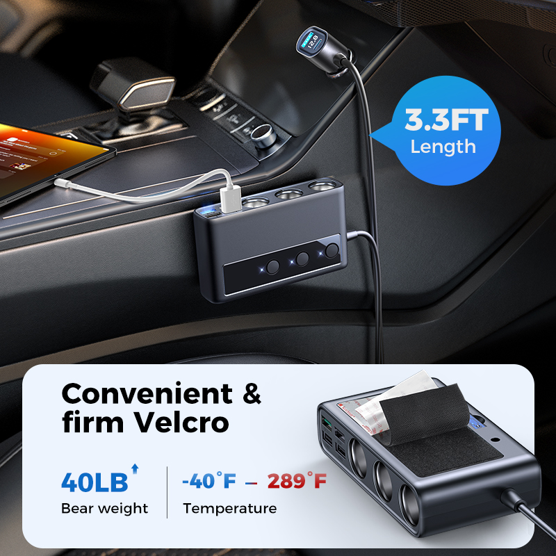 Joyroom 9 in 1 210W Car Charger Adapter PD 3 Socket
