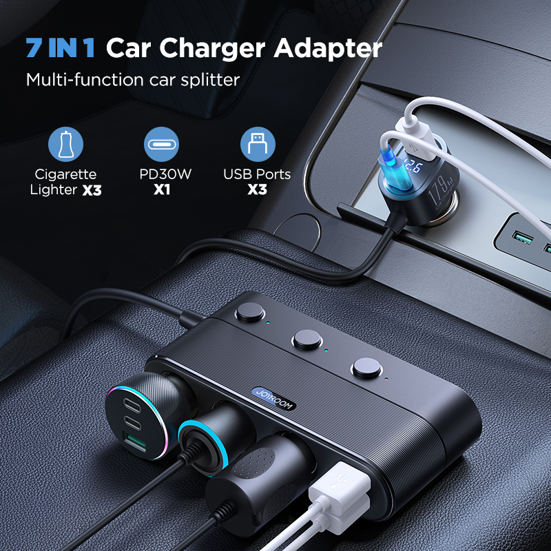 Joyroom 179W 7 in 1 Car Charger Adapter Fast PD QC3.0