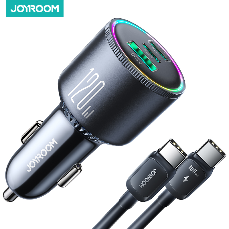 JOYROOM 120W Car Charger USB C 3 Port Super Fast Car