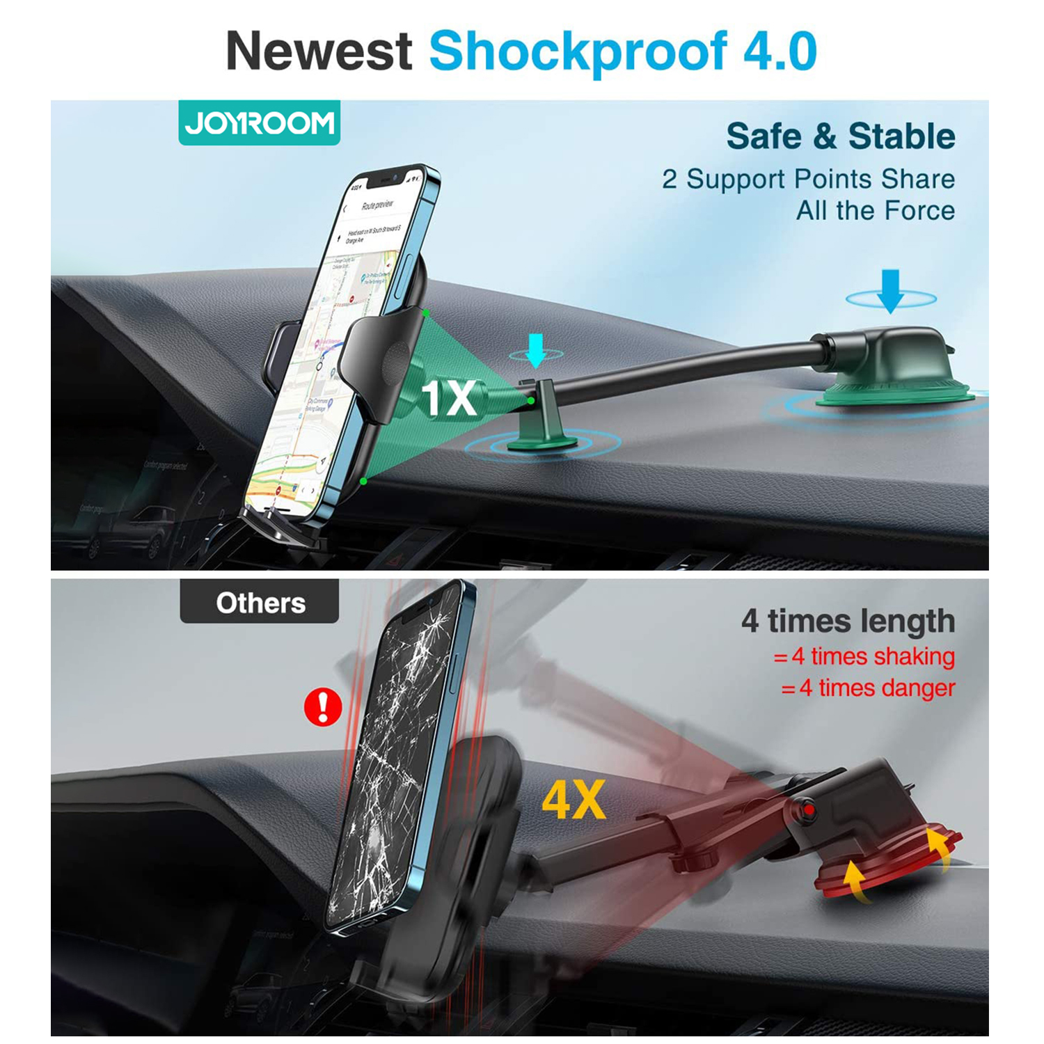 Joyroom Portable Car Phone Holder Long Arm Mobile Car